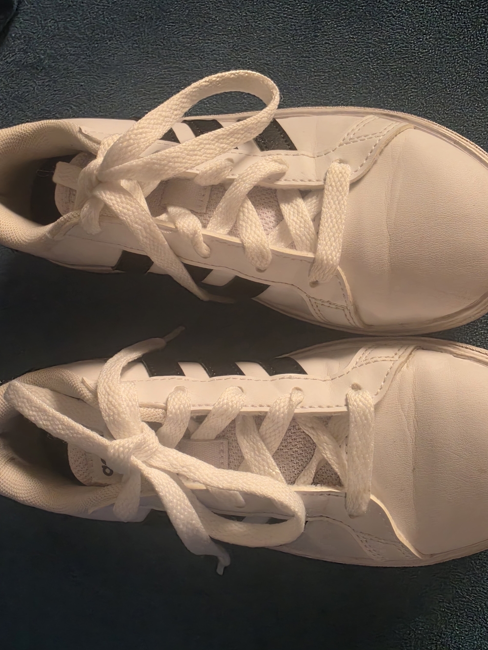 adidas White Kids Sneakers with Black Stripes